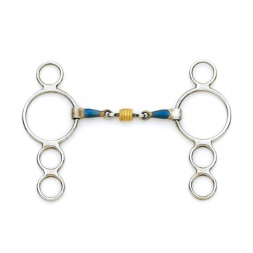 CENTAUR® Blue Steel 3-Ring Gag w/ Loose Brass Roller Disks