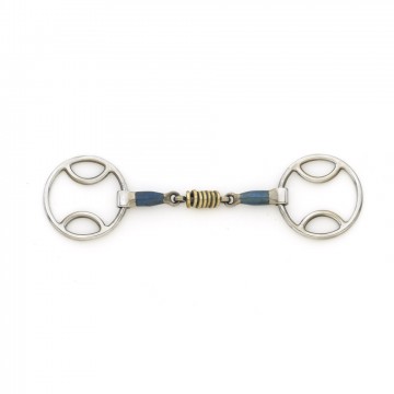 CENTAUR® Blue Steel Loop Ring Gag w/ Brass Rollers