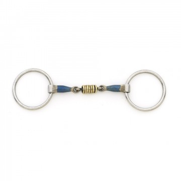 CENTAUR® Blue Steel Double Jointed Mouth Loose Ring w/ Brass Rollers